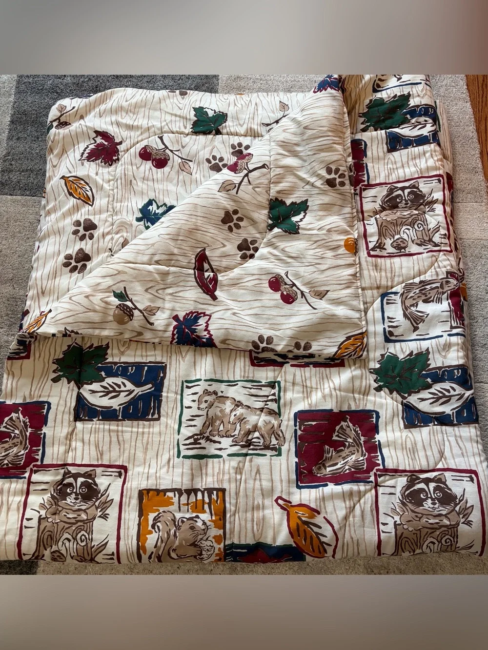 Vintage True Grit Kimlor Mills Woodland Animal Comforter Full Double Cabin Lodge